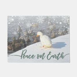 Holiday "Peace on Earth" White Duck Deurmat