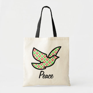 Holiday Peace Signalt Dove met Tekst Tote Bag