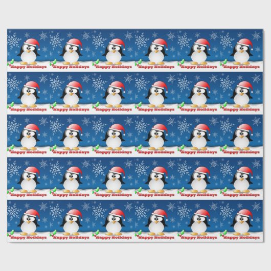 Holiday Penguin Cadeaupapier (Vlak)