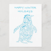 Holiday Penguin Calligram Feestdagenkaart (Voorkant)