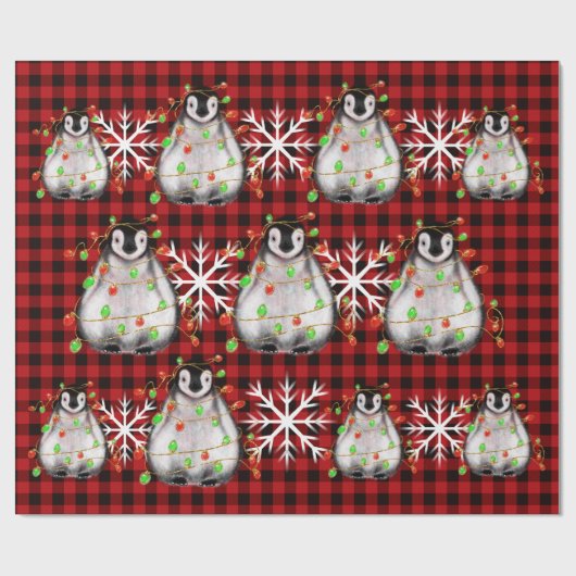 Holiday Penguin, licht, roodrood Cadeaupapier (Vlak)
