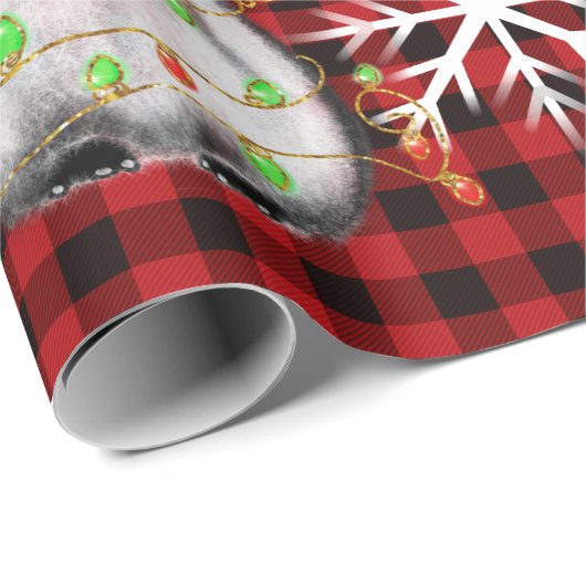 Holiday Penguin, licht, roodrood Cadeaupapier (Rol Hoek)