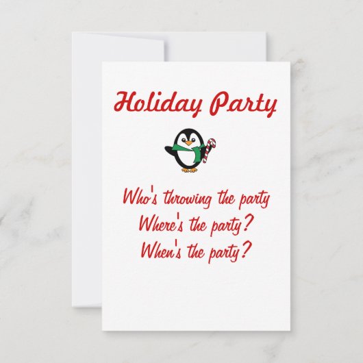 Holiday Penguin Party nodigt uit Kaart (Achterkant)