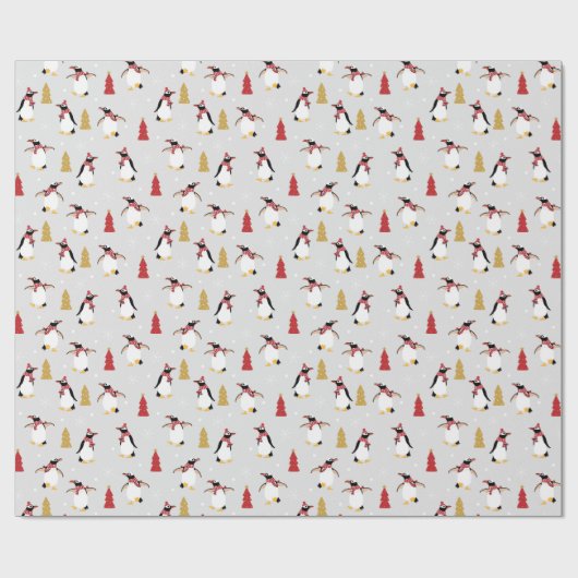 Holiday Penguin Pattern Cadeaupapier (Vlak)