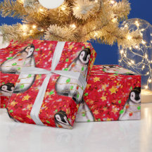 Holiday Penguin - roodroze en groene lichten