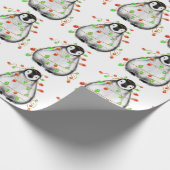 Holiday Penguin - roodroze en groene lichten Wra Cadeaupapier (Hoek)
