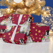 Holiday Penguin - roodroze en groene lichten Wra