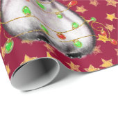 Holiday Penguin - roodroze en groene lichten Wra Cadeaupapier (Rol Hoek)