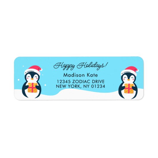 Holiday Penguins Retouradreslabels Etiket (Voorkant)