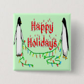 Holiday Penguins Vierkante Button 5,1 Cm (Voorkant)