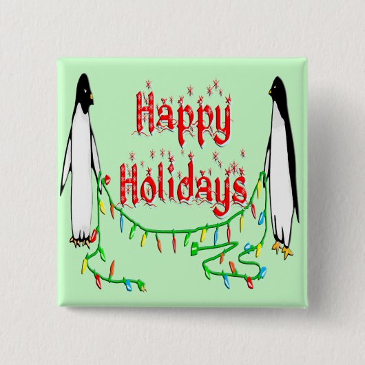 Holiday Penguins Vierkante Button 5,1 Cm (Voorkant)