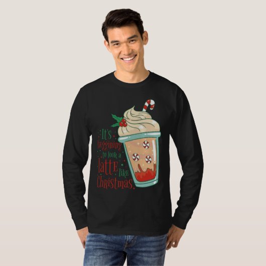Holiday Peppermint Candy Cane Coffee Graphic Tees (Voorkant volledig)