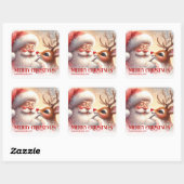 Holiday Personalized Santa and Rudolph Gift Sticke Vierkante Sticker (Vel)