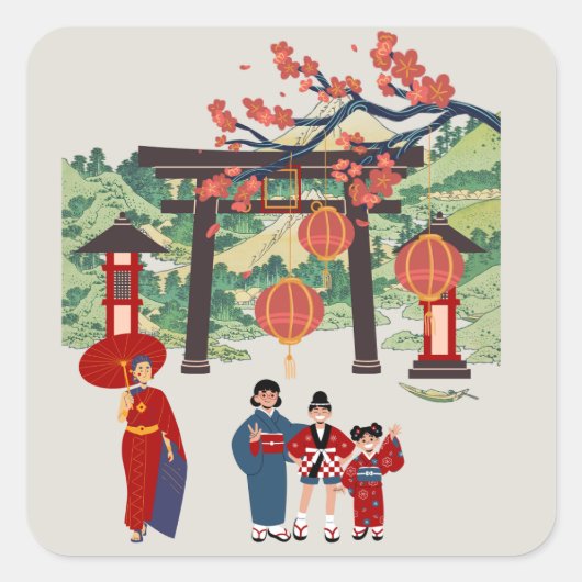 Holiday phone case vierkante sticker (Voorkant)