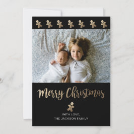 Holiday Photo Card | Black & Gold - Gingerbread Feestdagenkaart