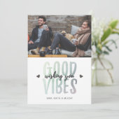 Holiday Photo Card | GOOD VIBES Feestdagenkaart (Staand voorkant)