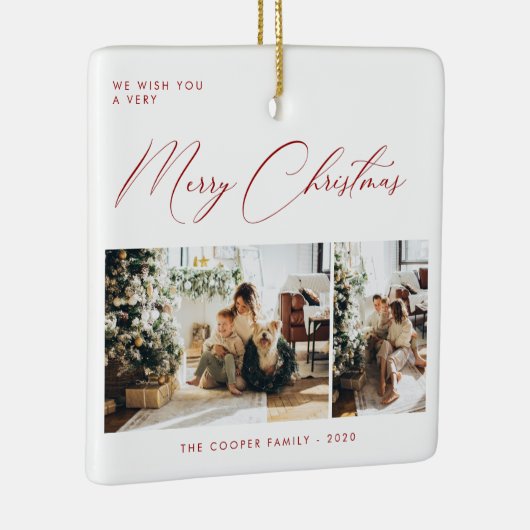 Holiday Photo Card | Modern Christmas Keramisch Ornament (Rechts)