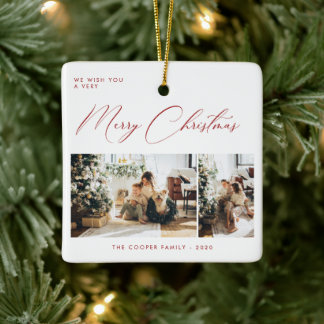 Holiday Photo Card | Modern Christmas Keramisch Ornament