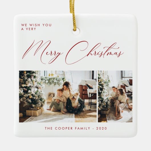 Holiday Photo Card | Modern Christmas Keramisch Ornament (Voorkant)