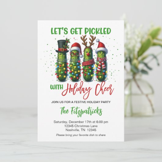 Holiday Pickle Christmas Dinner Party  Kaart (Staand voorkant)