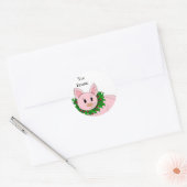 Holiday Piggy Gifttag Ronde Sticker (Envelop)