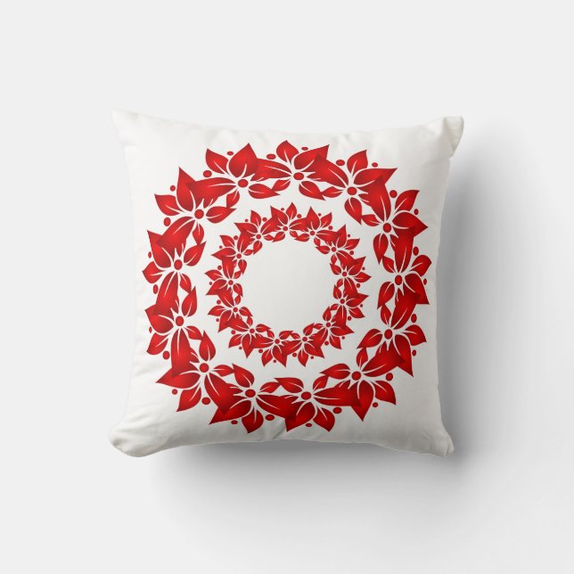 Holiday Pillow-Poinsettia Krans Kussen (Voorkant)