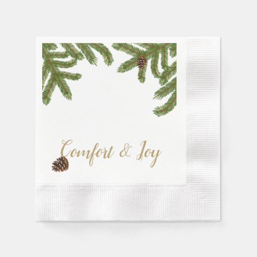 Holiday Pine Boughs Comfort en Joy Paper Napkin Servet (Voorkant)