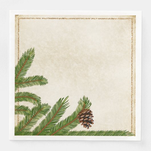Holiday Pine Boughs Comfort en Joy Paper Napkin Servet (Voorkant)