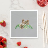 Holiday Pine Cone Foliage Gezegend Grijs Luncheon Servet (Insitu)