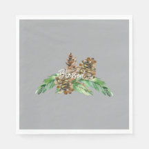 Holiday Pine Cone Foliage Gezegend Grijs Luncheon