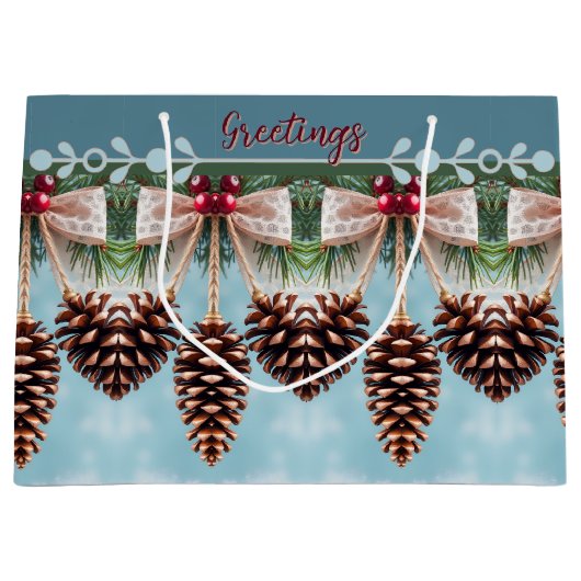 Holiday Pine Cone Groot Cadeauzakje (Voorkant)