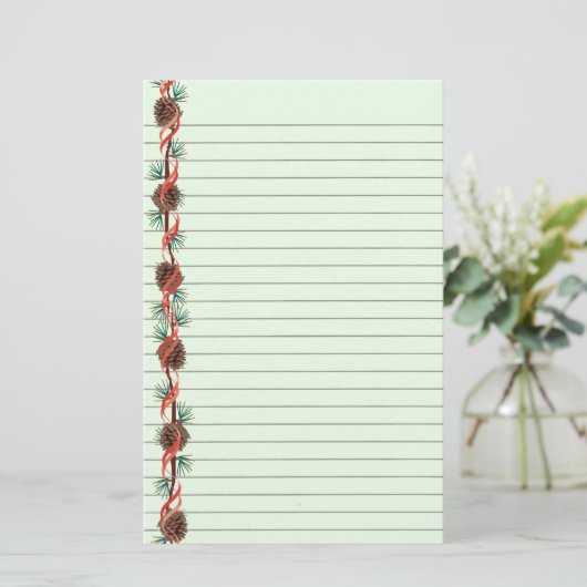 Holiday Pine Cone Lond Stationery Briefpapier (Staand voorkant)