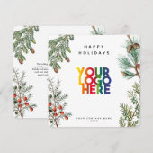 Holiday Pine Cones Business Logo Christmas Kaart (Voorkant / Achterkant)