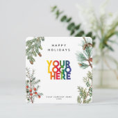 Holiday Pine Cones Business Logo Christmas Kaart (Staand voorkant)