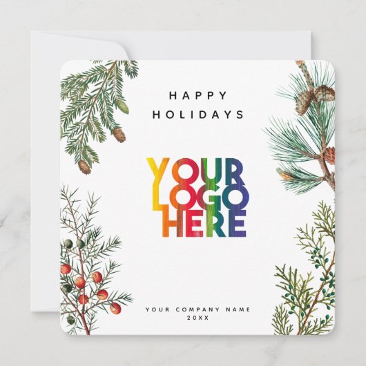 Holiday Pine Cones Business Logo Christmas Kaart (Voorkant)