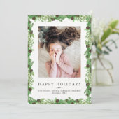 Holiday Pine en Chalkboard | Kerstfoto Feestdagenkaart (Staand voorkant)