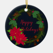 Holiday Pine Wreath | Kerstmis personaliseert het Keramisch Ornament (Voorkant)