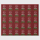 Holiday pinecon red plaid cadeaupapier (Vlak)
