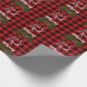 Holiday pinecon red plaid cadeaupapier (Hoek)
