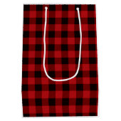Holiday pinecon red plaid medium cadeauzakje (Achterkant)