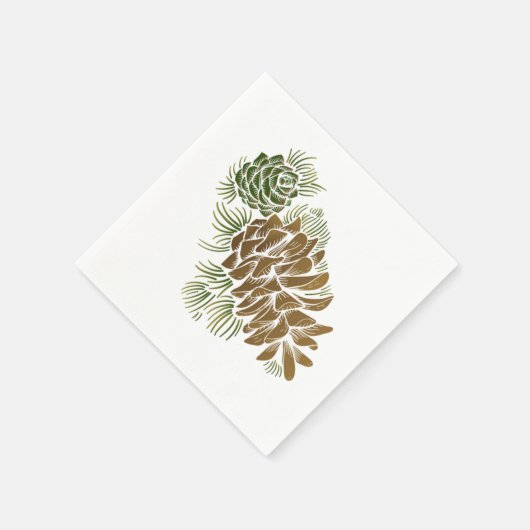 Holiday Pinecone Paper Napkins Servet (Hoek)