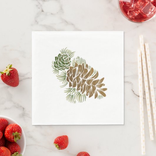 Holiday Pinecone Paper Napkins Servet (Insitu)