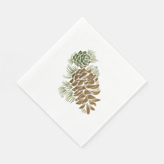 Holiday Pinecone Paper Napkins Servet (Hoek)