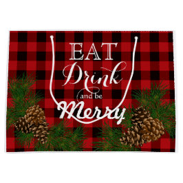 Holiday pinecone Red plaid medium gift Groot Cadeauzakje