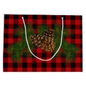 Holiday pinecone Red plaid medium gift Groot Cadeauzakje (Achterkant)
