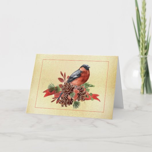 Holiday Pinecones met Bird kerstKaart Kaart (Voorkant)