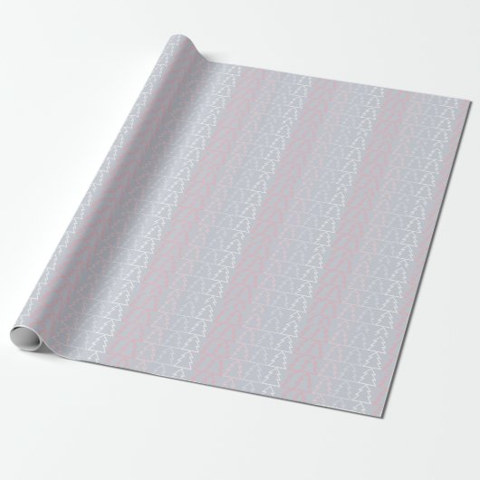Holiday Pink Grey kerstbomen Modern Cadeaupapier (Uitgerold)