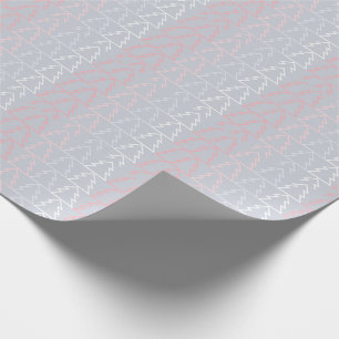 Holiday Pink Grey kerstbomen Modern Cadeaupapier