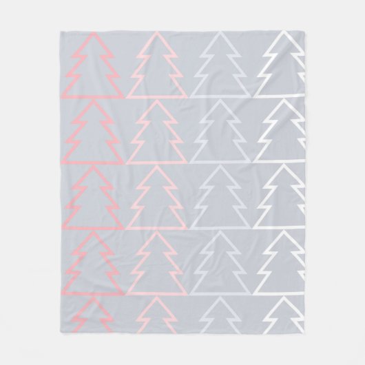 Holiday Pink Grey kerstbomen Modern Fleece Deken (Voorkant)