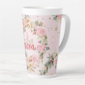 Holiday Pink Merry Christmas Beaux Custom Message Latte Mok (Rechterhoek)